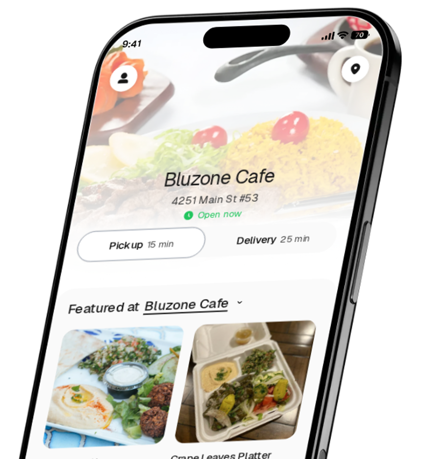 Bluzone Cafe app preview